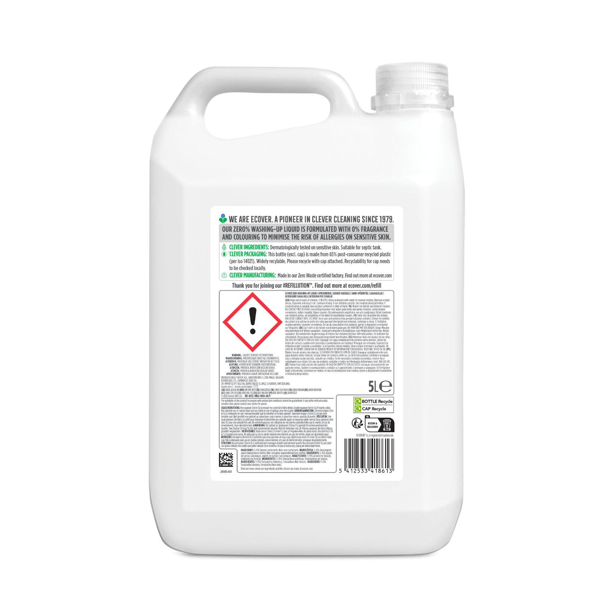 Sensitive Zero Washing Up Liquid Refill 5L – Ecover Singapore