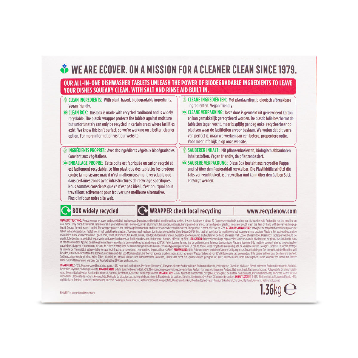 Dishwasher Tablets 68s Ecover Singapore