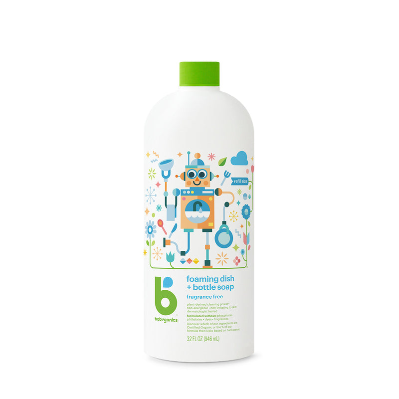 Babyganics foaming dish & bottle soap refill, 946ml, fragrance free