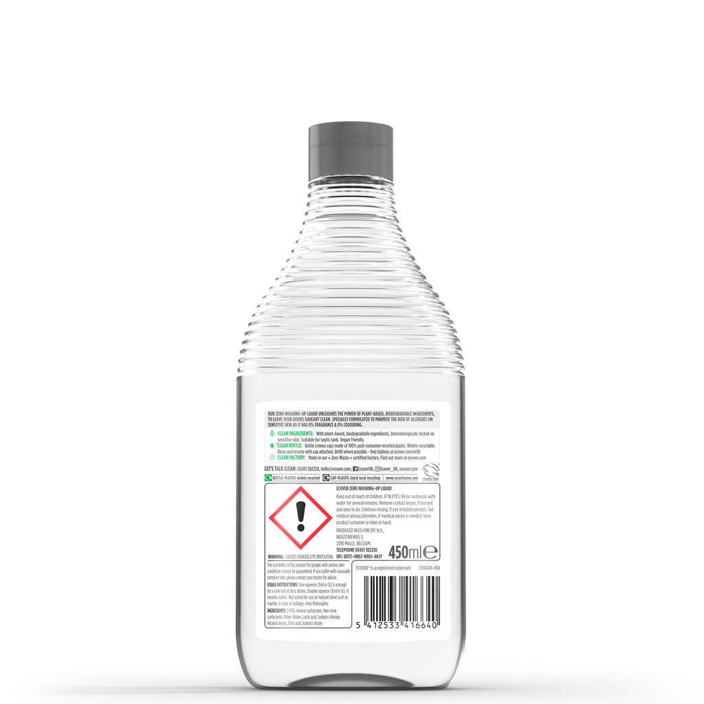 Sensitive Zero WashingUp Liquid 450ml Ecover Singapore